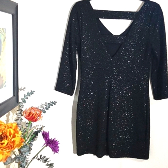 BCBG NWT BLACK SPARKLE MINI DRESS SIZE SMALL - Picture 7 of 13